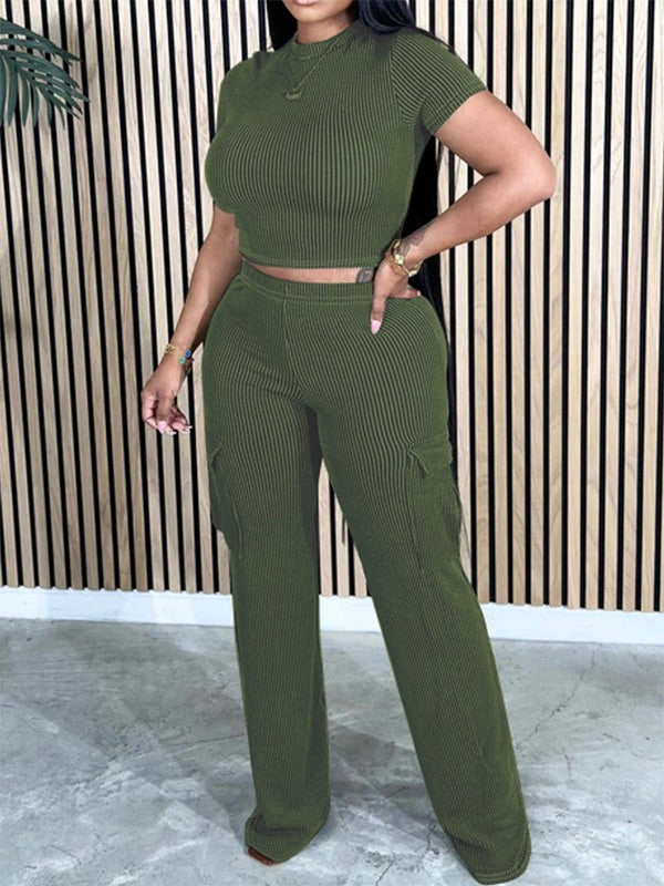 Solid Tee & Cargo Pants Set--Clearance