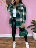 Plaid Shirt Jacket--Clearance Green S