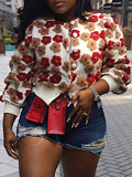 Floral Bomber Jacket Red