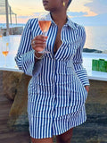 Stripe Shirt Dress Blue