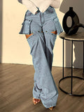 Detachable Cargo Jeans--Clearance Light Wash Blue M