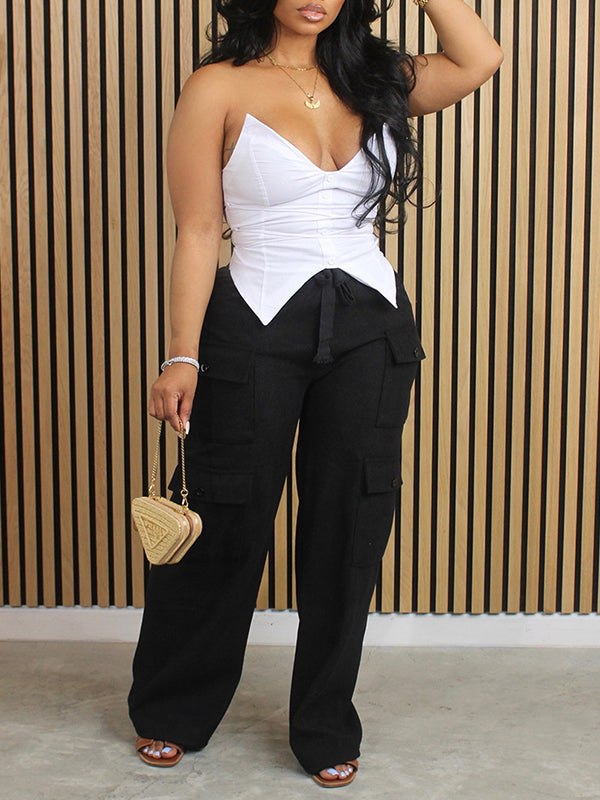 Solid Cargo Pants Black