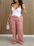 Solid Cargo Pants Pink