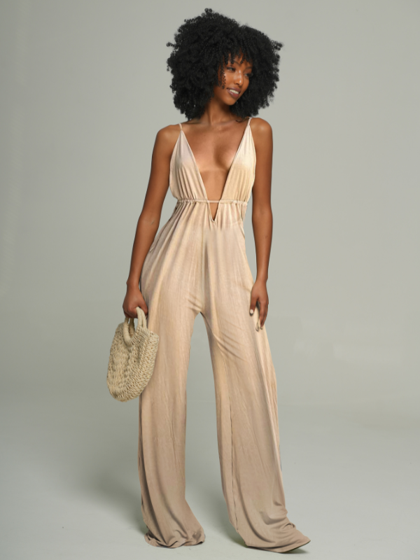 Plunge Cami Jumpsuit--Clearance Light Nude
