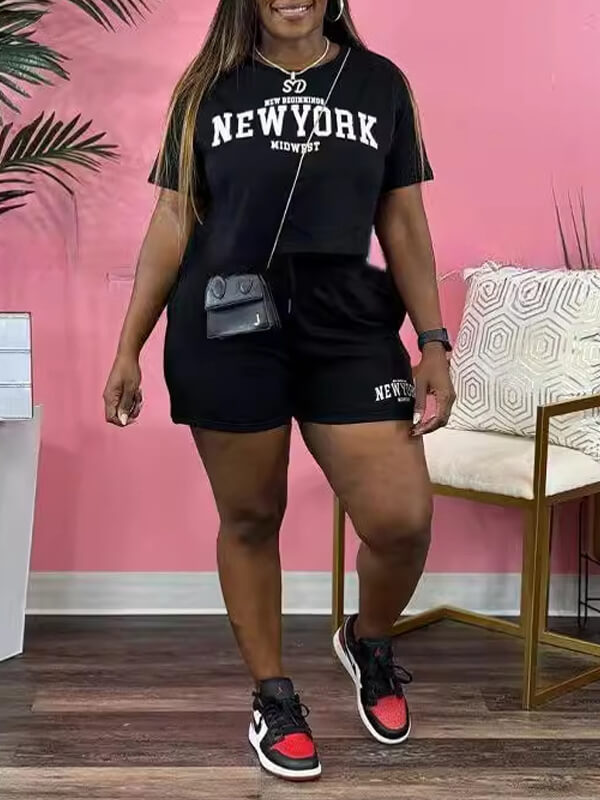 Logo Tee & Shorts Set--Clearance Black S