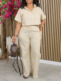 Solid Shirt & Pants Set Beige