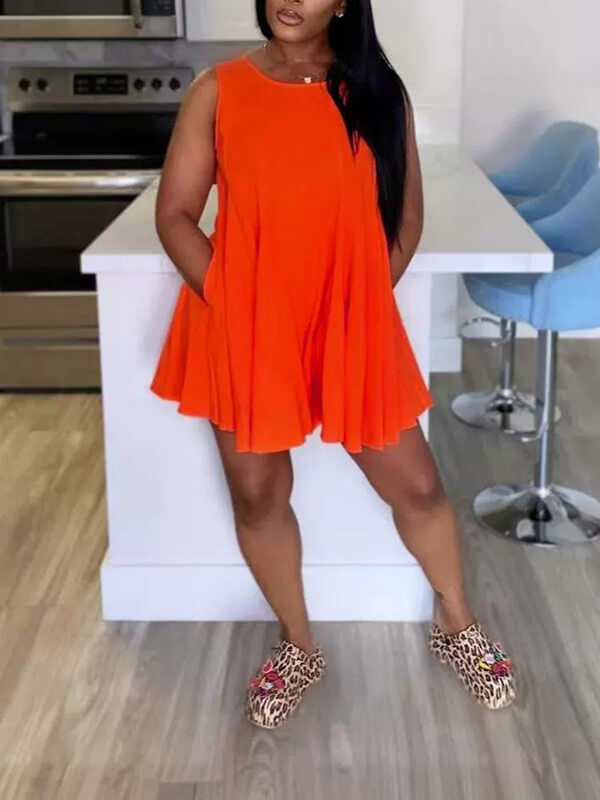 Solid Sleeveless Dress--Clearance
