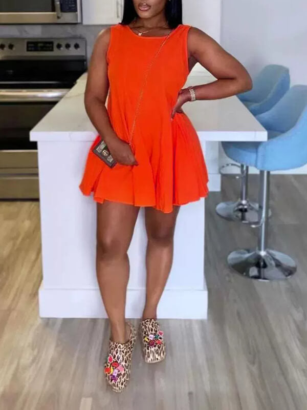 Solid Sleeveless Dress--Clearance