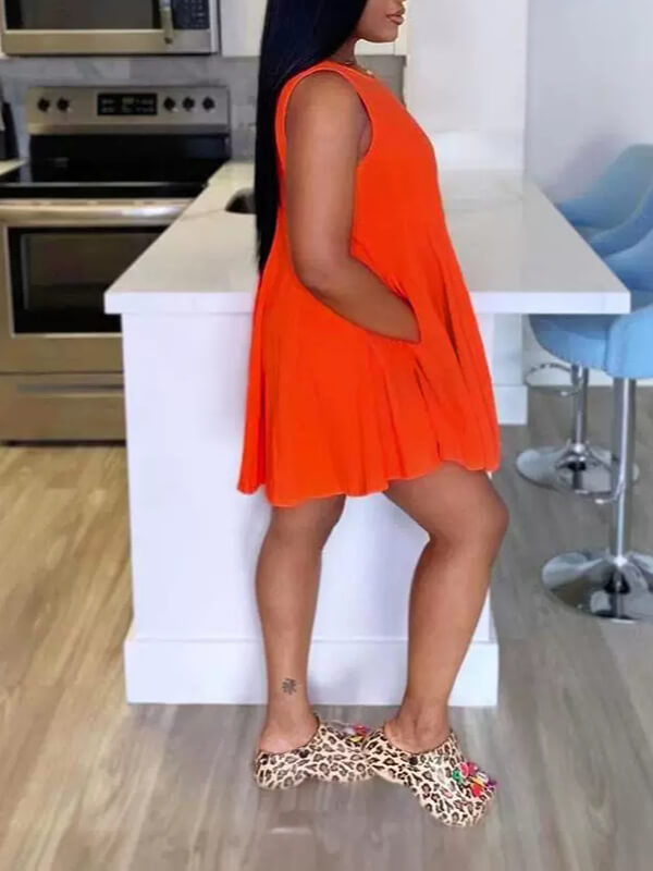 Solid Sleeveless Dress--Clearance