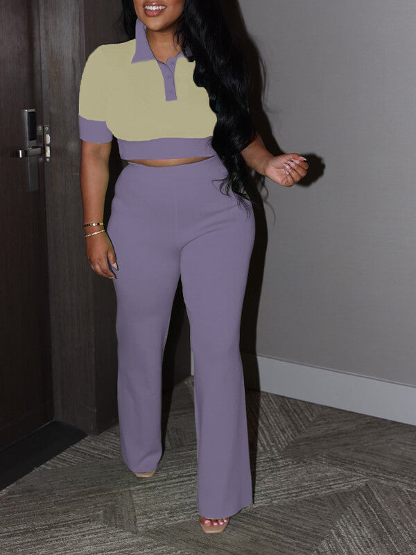 Polo Top & Pants Set Purple