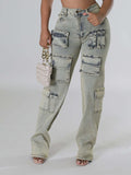 Vintage Cargo Jeans--Clearance Light Wash Blue S