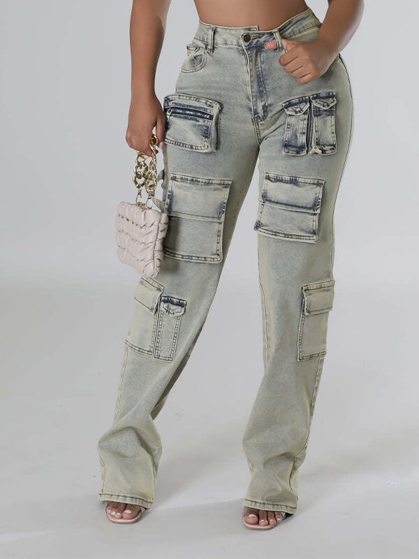 Vintage Cargo Jeans--Clearance Light Wash Blue S