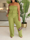 Solid Tube Top & Pants Set--Clearance Green S