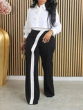 Two-Tone Combo Pants Black