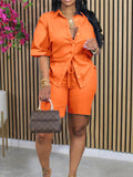 Solid Shirt & Shorts Set Orange