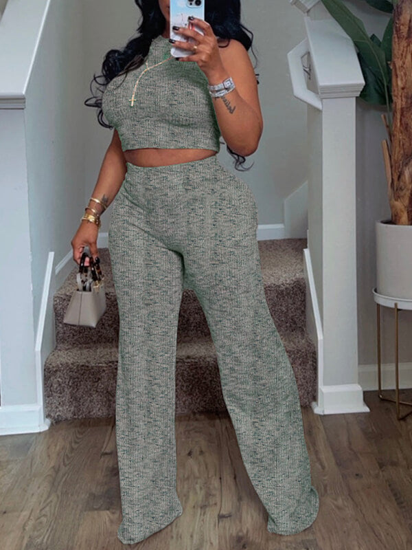 Printed Tank Top & Pants Set Olive
