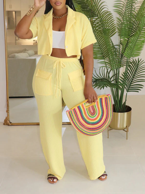 Solid Shirt & Pants Set--Clearance Yellow L