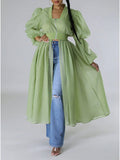 Zip-Front Combo Tunic Top--Clearance Green L