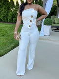 Button Strapless Jumpsuit--Clearance