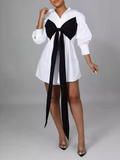 Bowknot Shirt Dress--Clearance White S