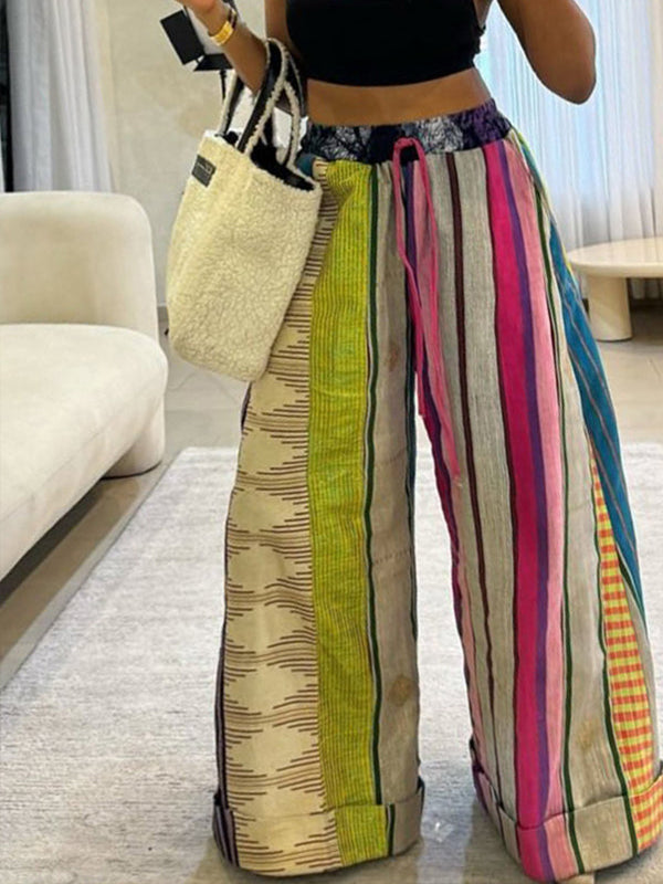 Printed Wide-Leg Pants Multicolor