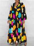 Floral Ruffle Shirt Dress--Clearance Black S