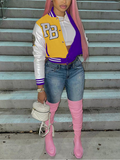 Colorblock Combo Bomber Jacket--Clearance Yellow XS