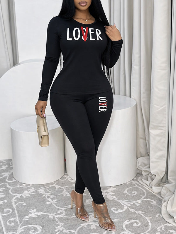 Letter Print Two-Piece Set--Clearance