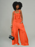 Tied Wide-Leg Overalls--Clearance