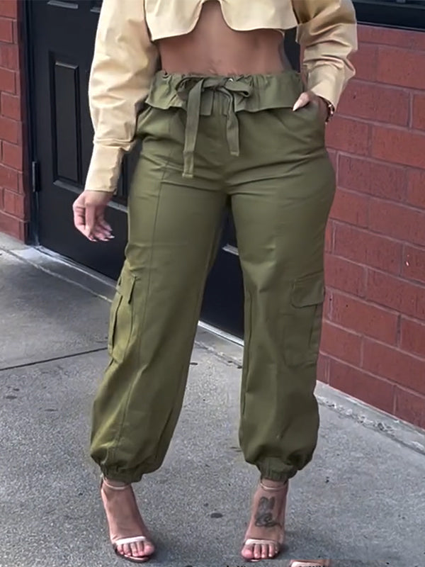 Tied Cargo Pants--Clearance Army Green