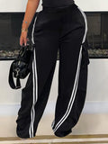 Stripe Cargo Wide-Leg Pants--Clearance