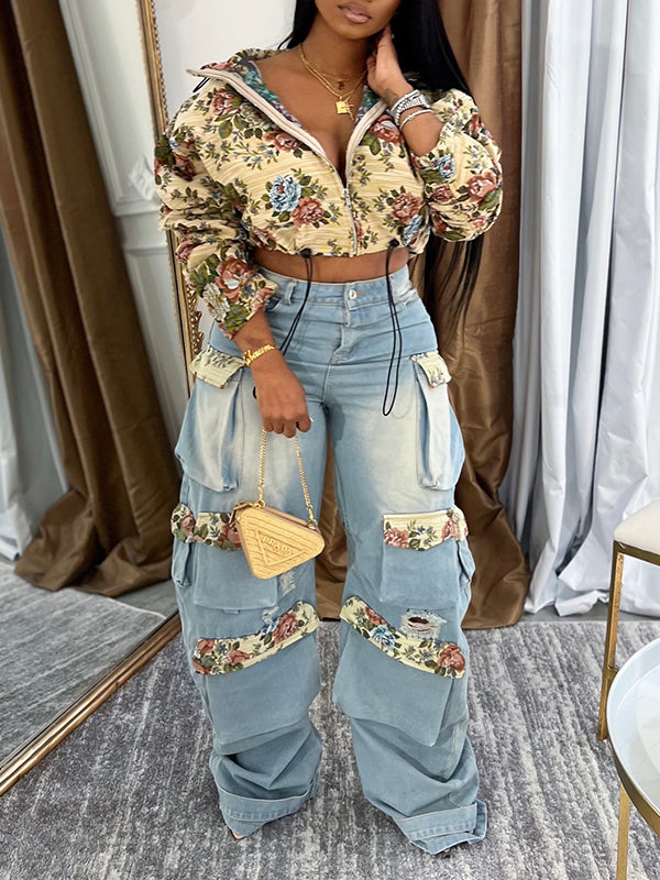Printed Zip-Front Jacket--Clearance