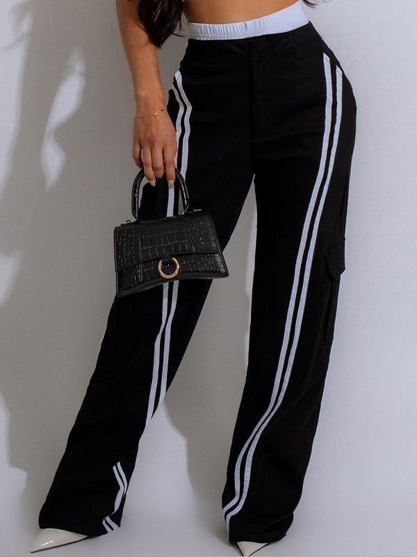 Stripe Cargo Pants--Clearance Black S