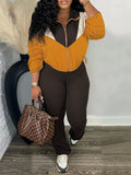 Colorblock Zip Top & Pants Set Mustard