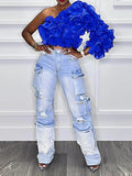 One-Shoulder Frilled Top--Clearance