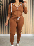 Zip Front Hoodie & Pants Set--Clearance Brown S