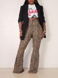 Leopard Flared Pants Brown