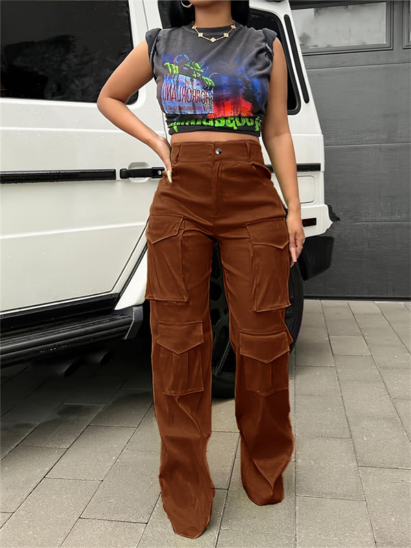 Solid Cargo Pants--Clearance Brown S
