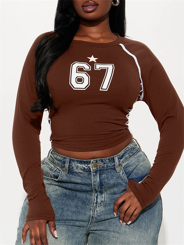 Logo Print Tee--Clearance Brown S