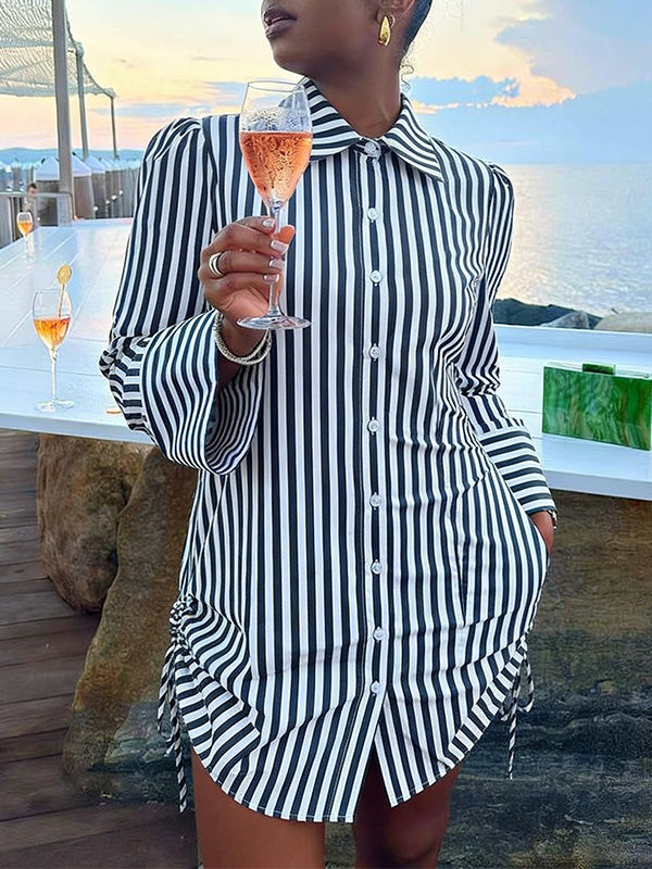 Stripe Shirt Dress--Clearance
