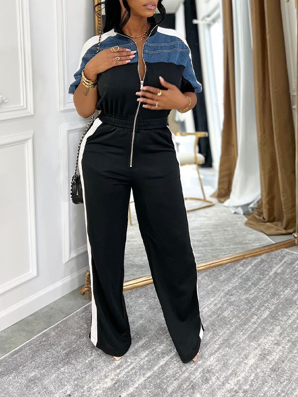 Zip-Front Side-Stripe Jumpsuit--Clearance