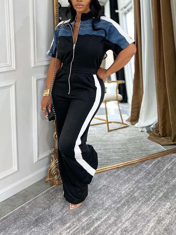 Zip-Front Side-Stripe Jumpsuit--Clearance
