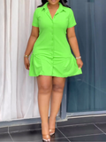 Solid Shirt Dress--Clearance Lime S