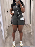 Fringe Combo Shorts Set--Clearance Gray L