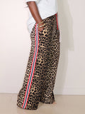 Side-Stripe Leopard Pants Brown