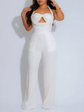Halter Cutout Jumpsuit--Clearance White S