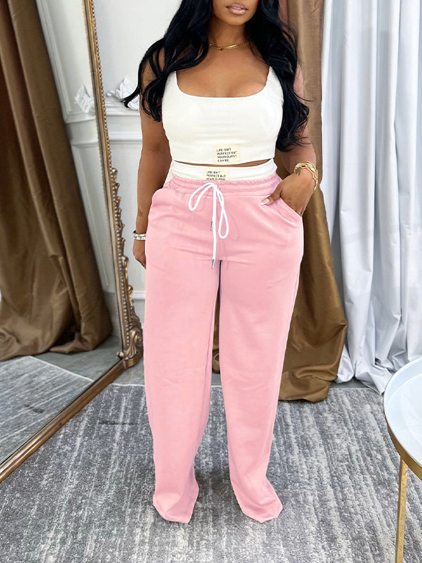 Tank Top & Drawstring Pants Set Pink
