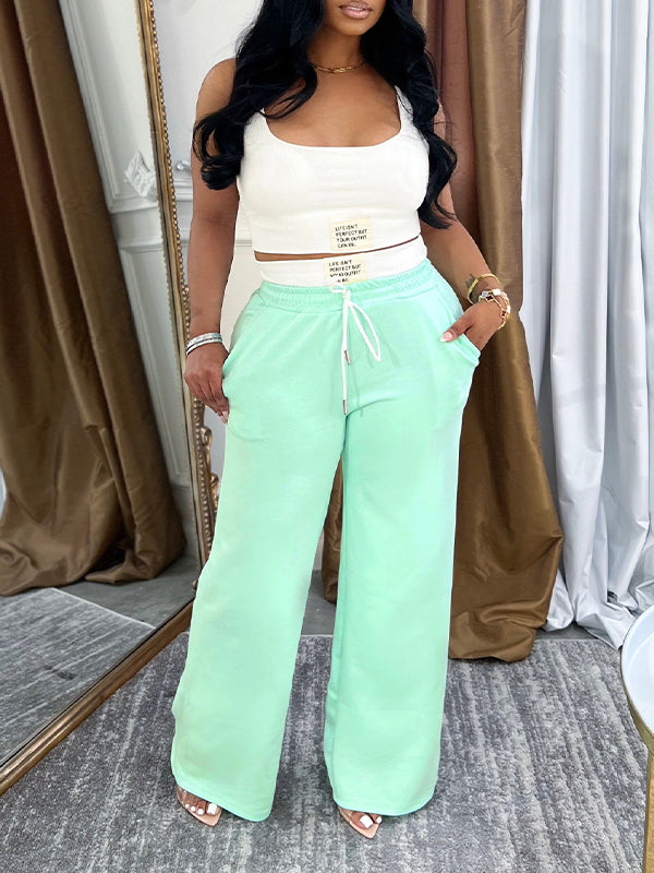 Tank Top & Drawstring Pants Set Green