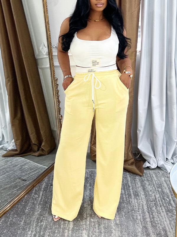 Tank Top & Drawstring Pants Set Yellow