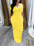 Contrast Polo Dress Yellow